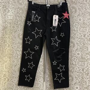 Star Rhinestone Party Straight Leg Jeans New